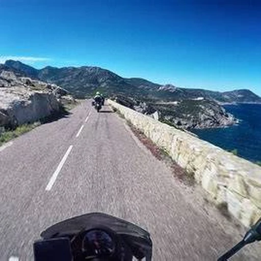 Coastal motorcycle riding in Corsica